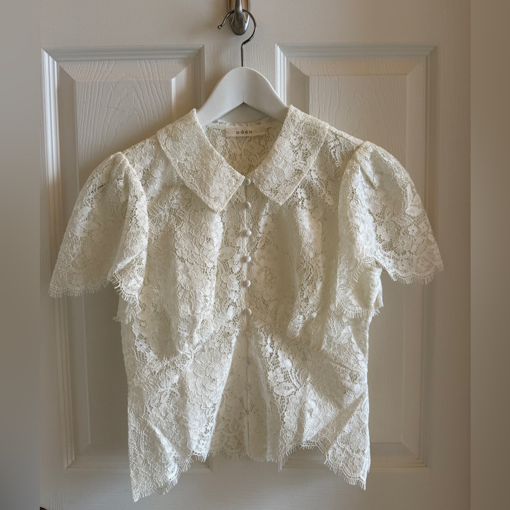 DOEN Fleurance Lace Top in Salt, XS